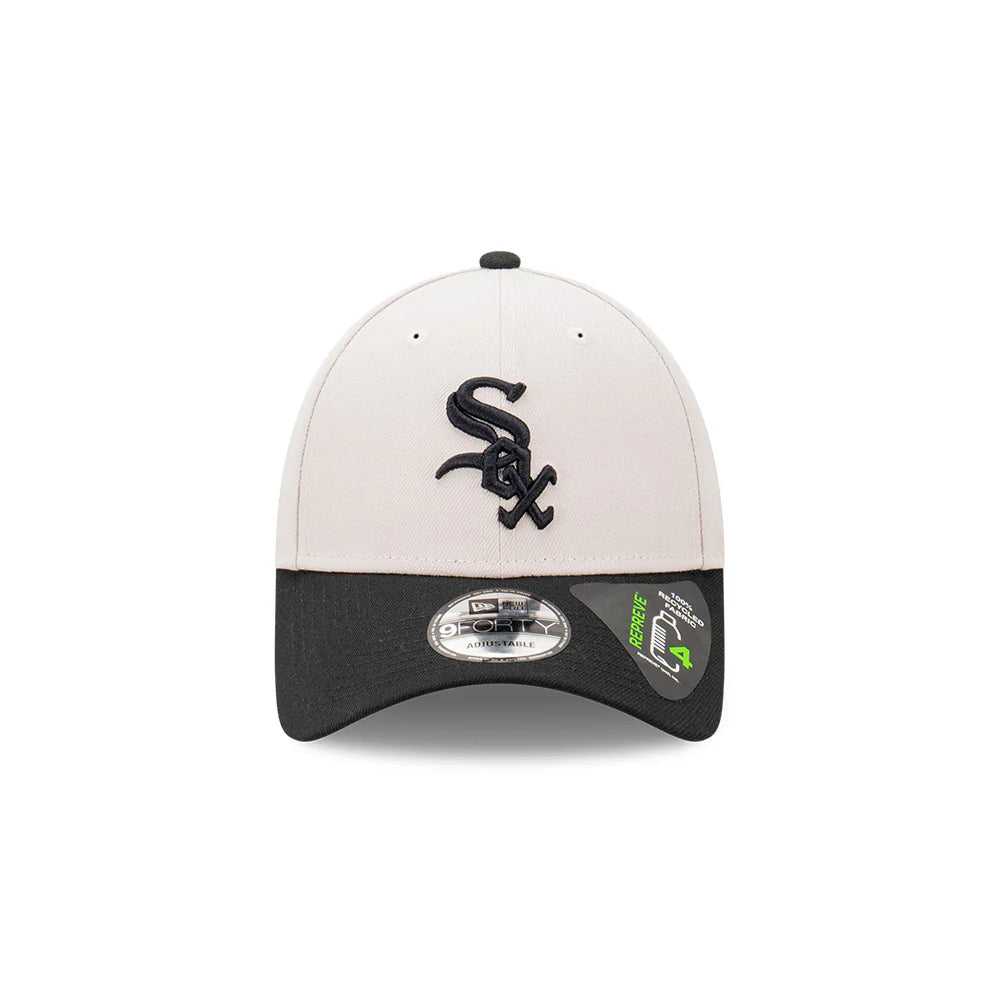 Chicago White Sox Hat - Repreve 2-Tone Stone Black MLB 9Forty Strapback Cap - New Era